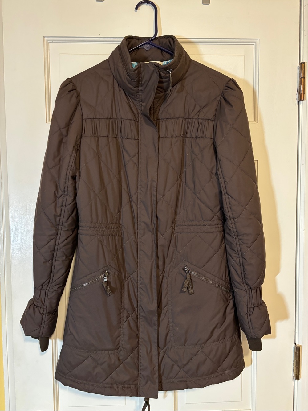 Title Nine Quilted Puffer Coat in Brown